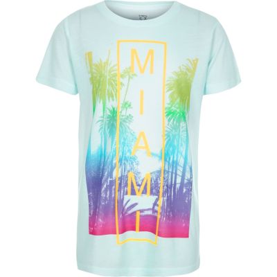 Boys blue Miami print t-shirt